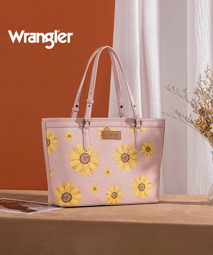 Sunflower Print Wide Tote Bag
