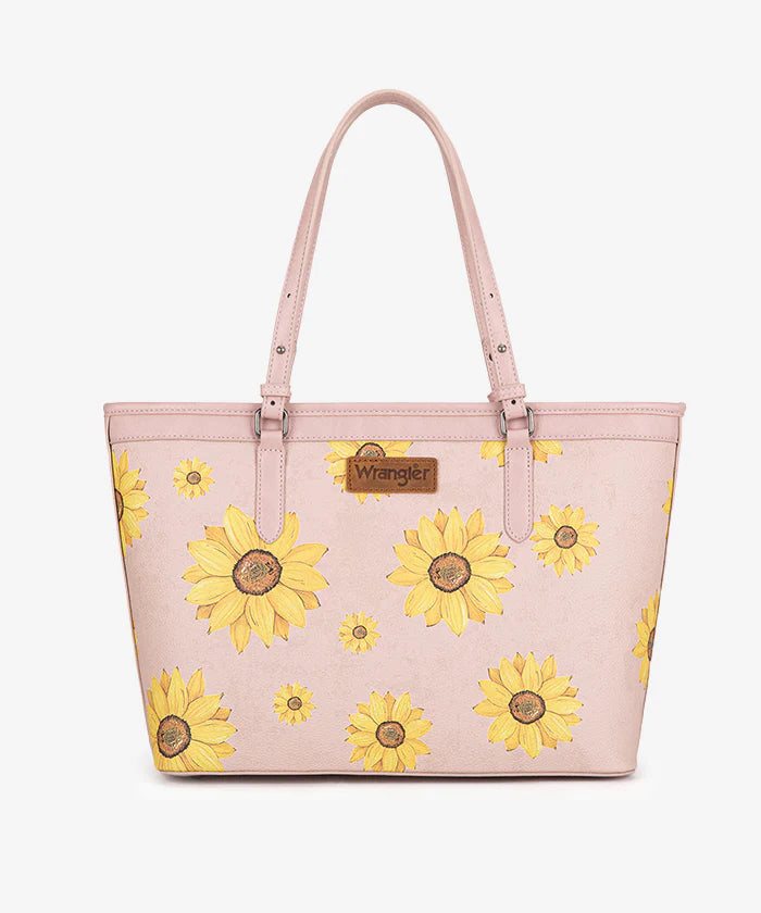 Sunflower Print Wide Tote Bag