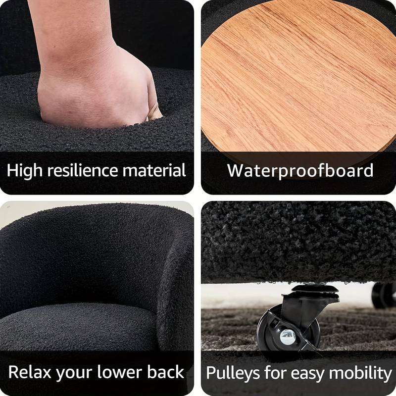 Modern Black Teddy Velvet Storage Ottoman with Backrest – 3.2 Cu Ft Hidden Storage