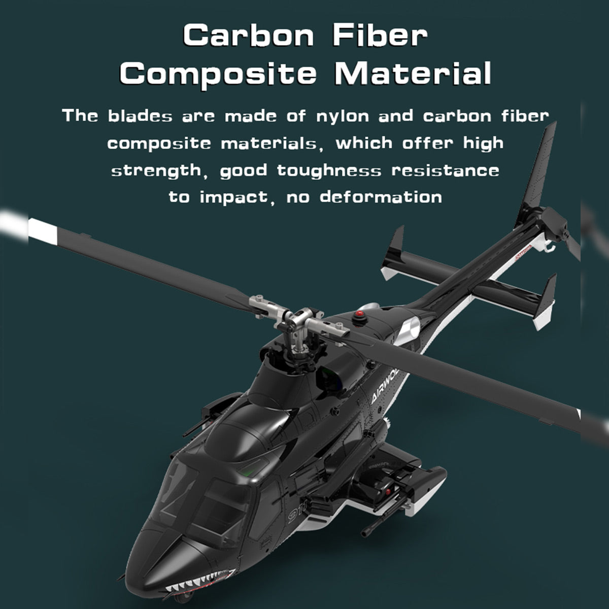 WOLFBUSH AW-911 Airwolf 1/34 Scale 2.4G 9CH Flybarless RC Helicopter Model with 6G/3D Stunt Mode and GPS Positioning (RTF Version/ Mode 1/Mode 2 Switchable)