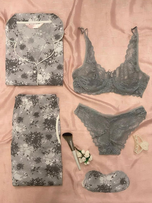 sexy Night Suit & Bra Penty Set Combo for Women's