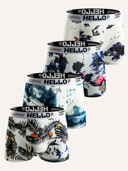 Men's Trendy Graphic Boxer Briefs (Pack Of 4)