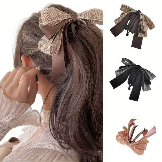 3pc Vintage-Inspired Elegant Bow Banana Hair Clip