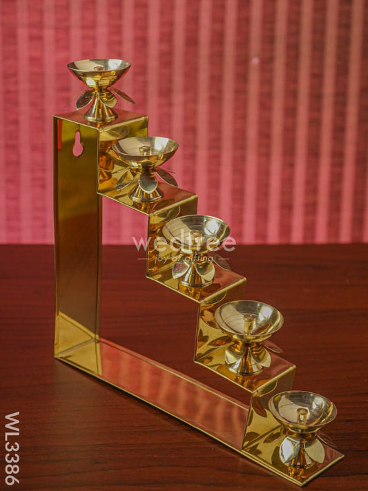Brass 5 Step Diya Stand Wall Hanging