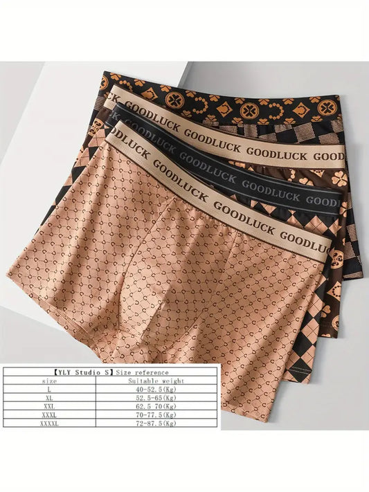4-Pack Men's Fashion Printed Boxer Briefs – Breathable, Thin & Stylish
