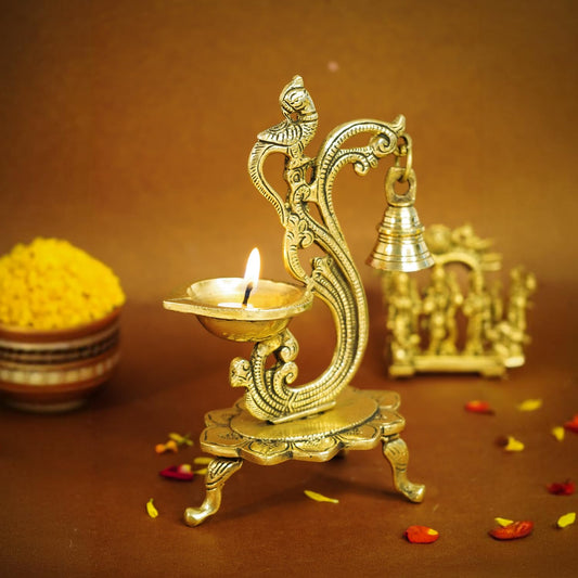 100% Pure Brass Peacock Diya for Puja