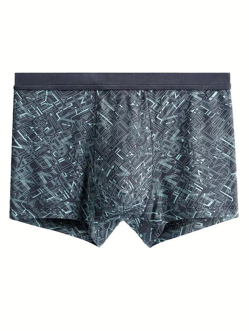 4-Pack Men’s Geometric Boxer Briefs – Soft, Breathable, and Comfortable