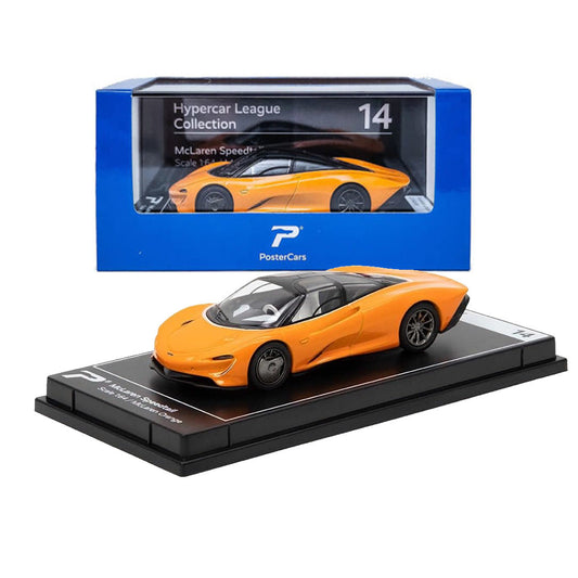 PosterCars 1:64 McLaren Speedtail – Orange – Acrylic Box | Collection #14