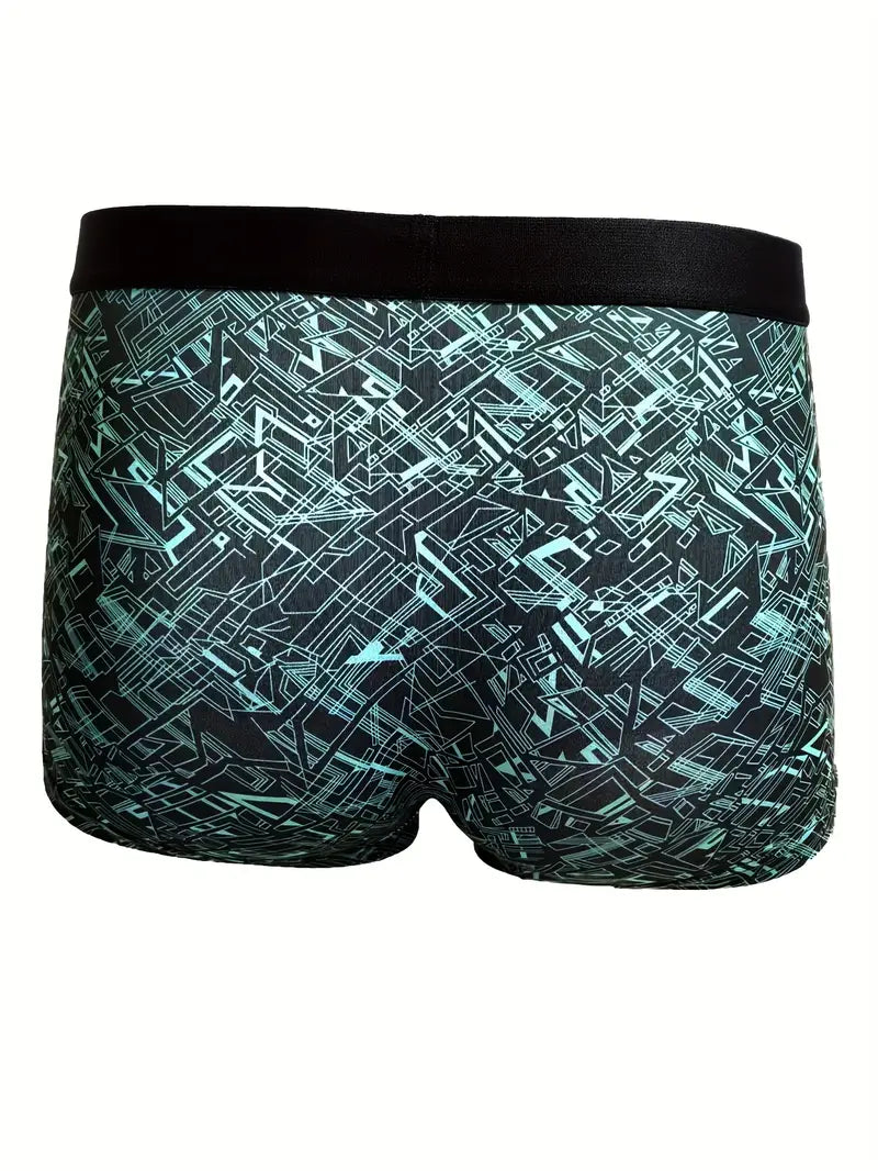 4-Pack Men’s Geometric Boxer Briefs – Soft, Breathable, and Comfortable