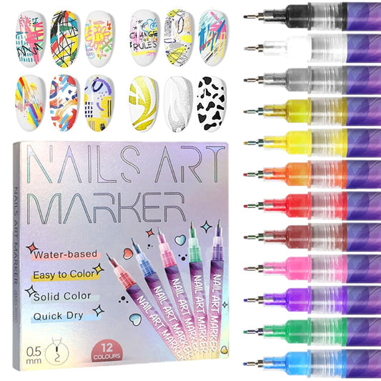 Nail Art Marker Pens – 12 Color DIY Nail Art Pen Set🌈