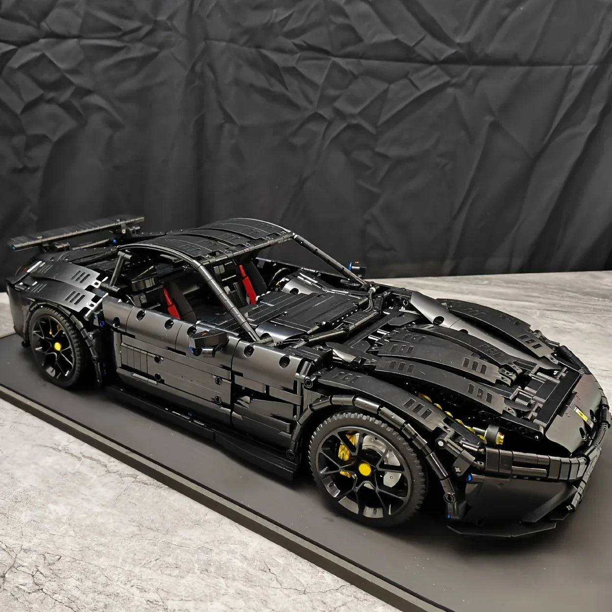 Black Sports Car Building Blocks Set, High Difficulty MOC Model