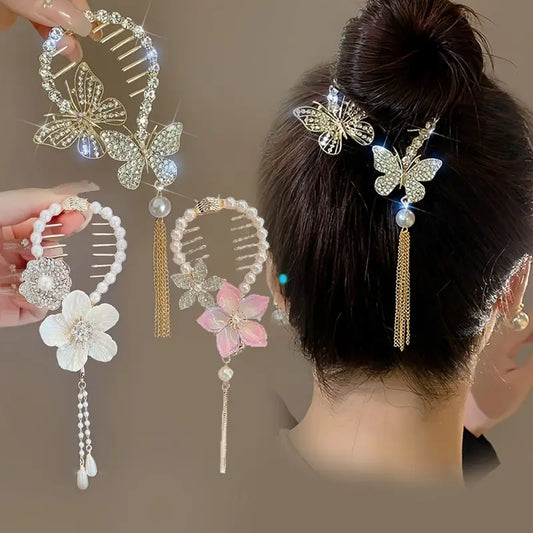 3pcs Vintage Zinc Alloy Tassel Claw Clip Set
