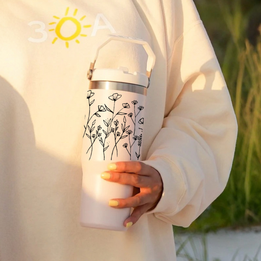Customized FleurFlow Flipstraw Tumbler with Straw & Lid