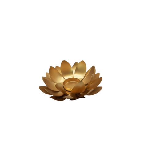 Brass Lotus Tealight Candle Holder: Diwali Decoration Handicraft (Pack Of 2)