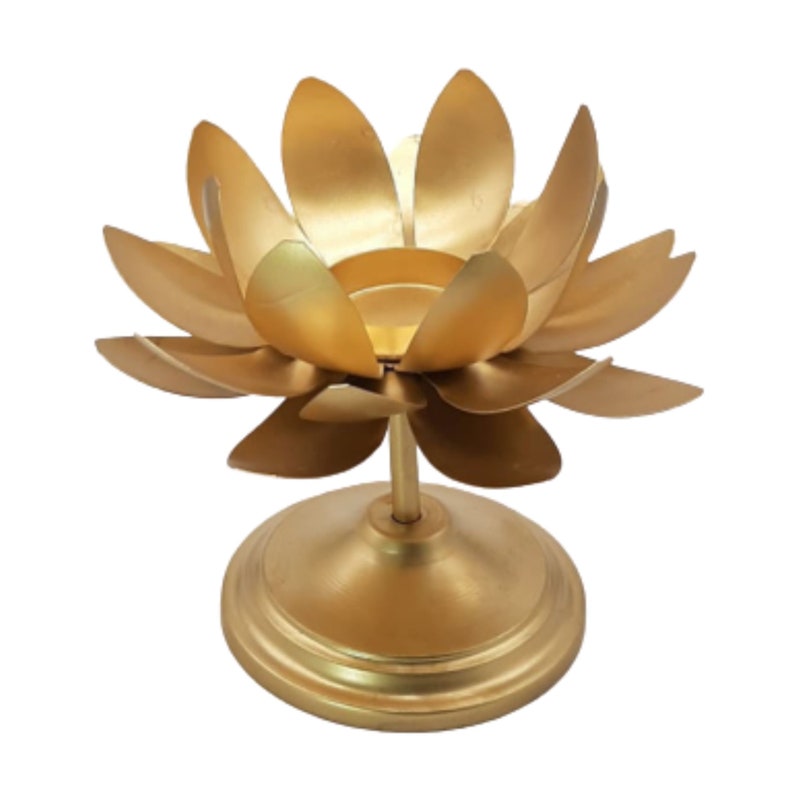 Brass Lotus Tealight Candle Holder: Diwali Decoration Handicraft (Pack Of 2)