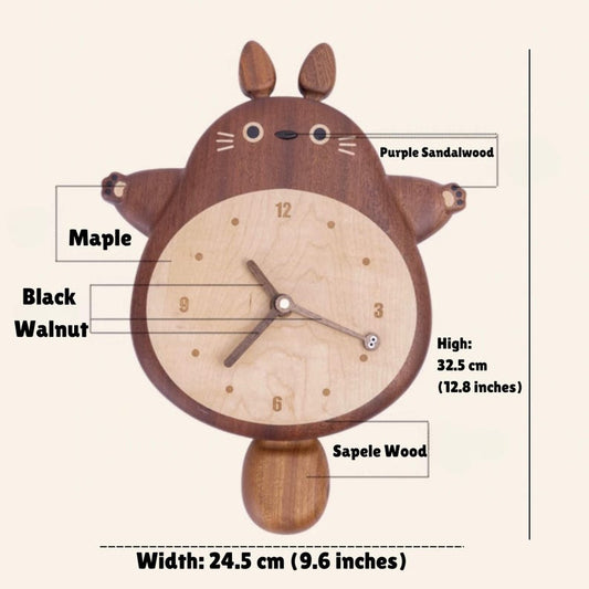 Handmade Totoro Wooden Wall Clock