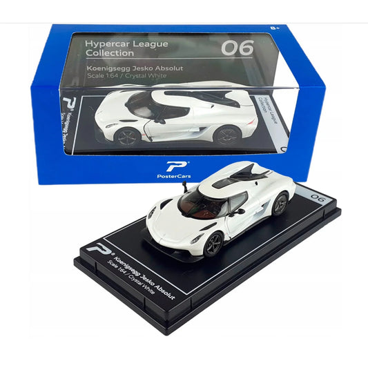 PosterCars 1:64 Koenigsegg Jesko Absolut 06 – Crystal White Acrylic Box | Hypercar League Collection Diecast Model