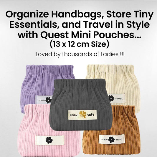 Quest Mini Storage Corduroy Pouches  (13x12 cm) (PACK OF 5 / 10 / 15)