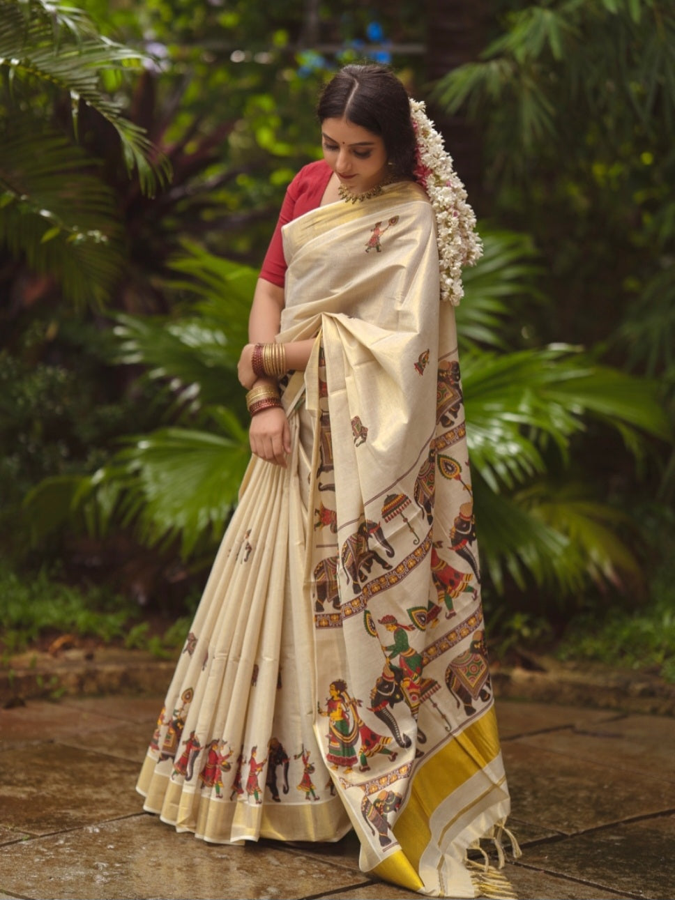 Kerala Tissue Saree with Digital Prints