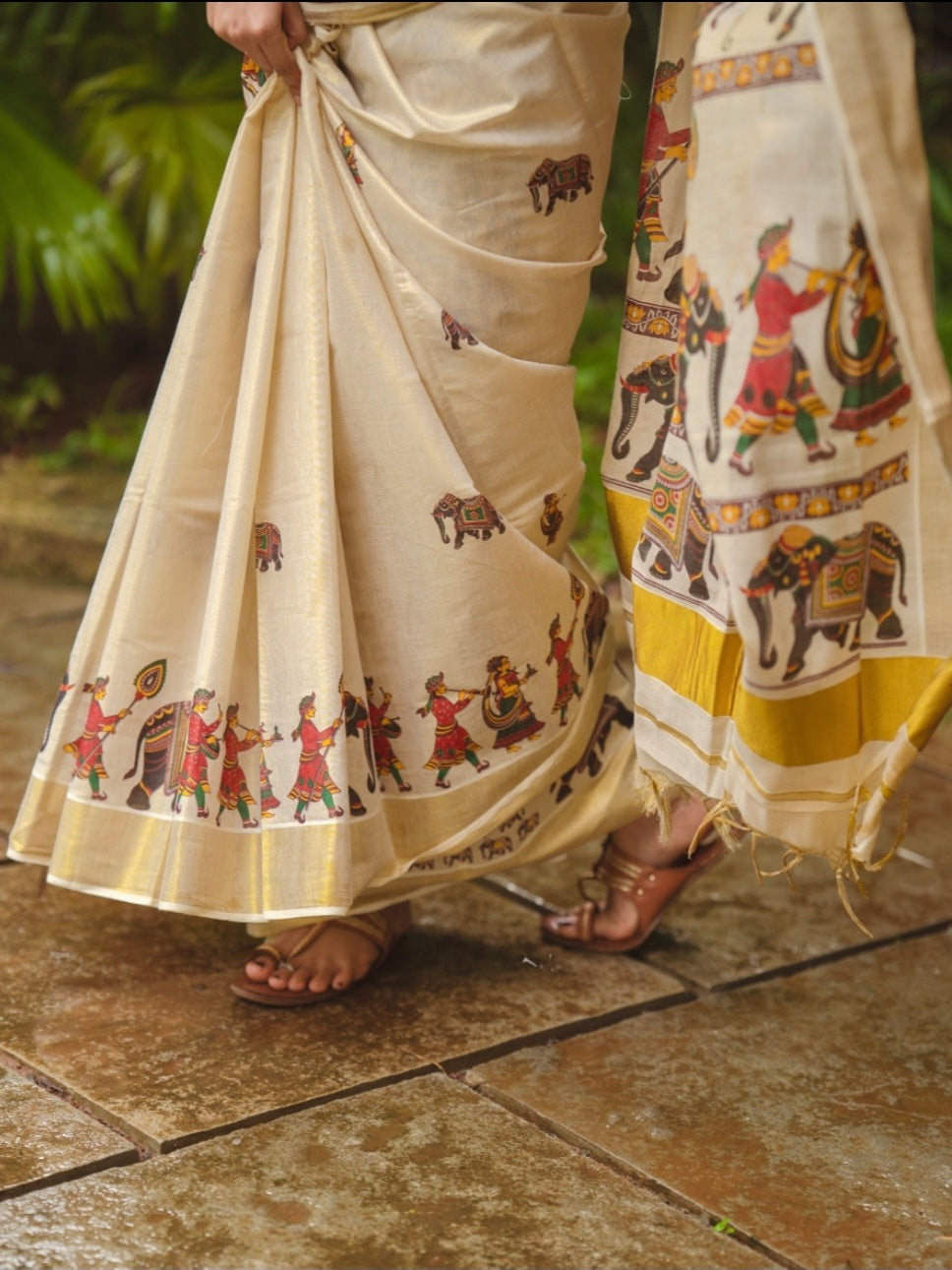 Kerala Tissue Saree with Digital Prints