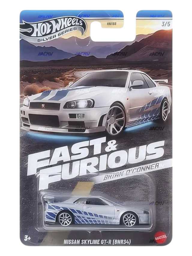 Hot Wheels 2025 Silver Series Fast and Furious Brian o'conner Cars  1:64 Scale - Set Of 5