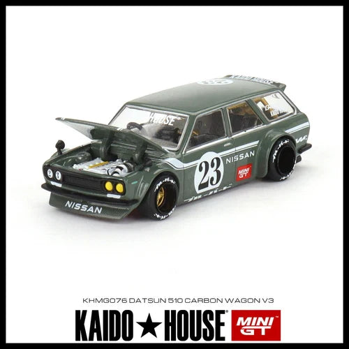 KAIDO HOUSE x Mini GT 076 Datsun KAIDO 510 Wagon CARBON FIBER V3 New