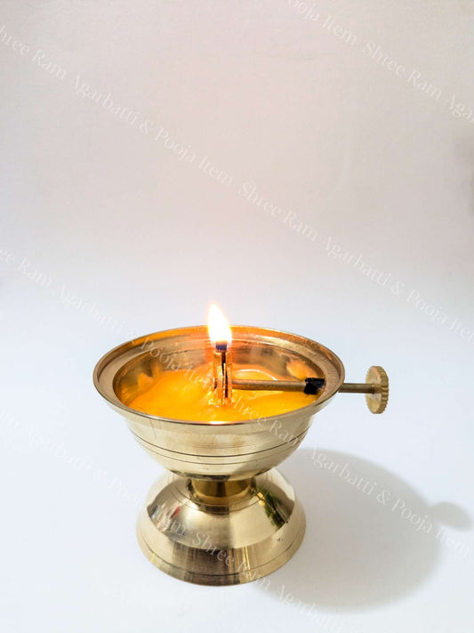Brass Akhand Diya with Adjustable wick Gift For Diwali and Navratri