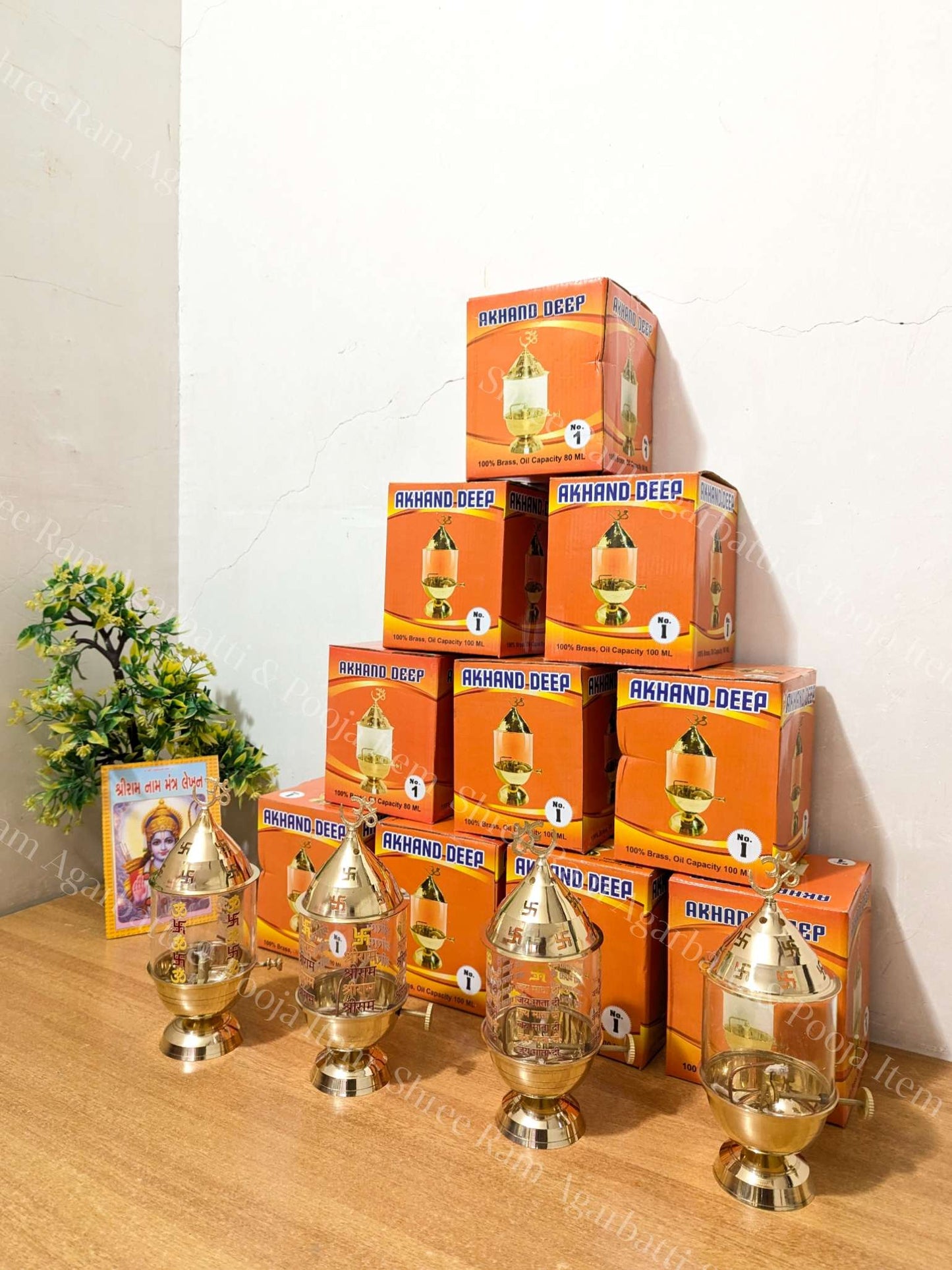 Brass Akhand Diya with Adjustable wick Gift For Diwali and Navratri