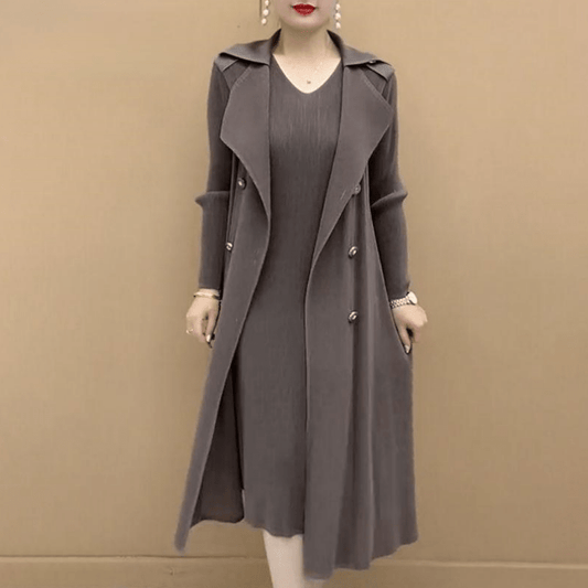 Vinthentic Pleated Suit Collar flexible Two-piece Trench Coat 🎉Season-End Sale🎉