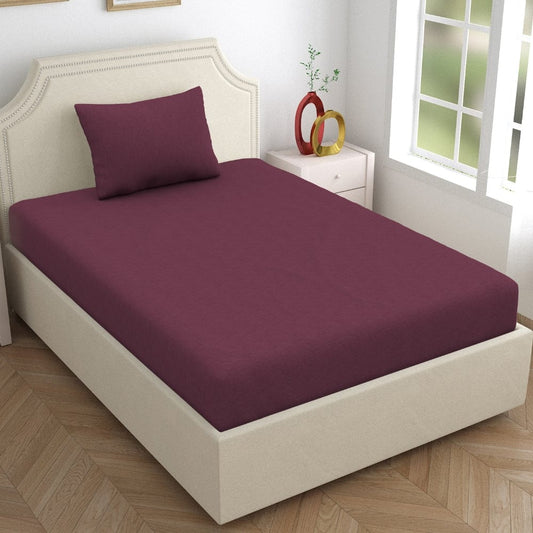 Fitted Bedsheet - Single/Wine
