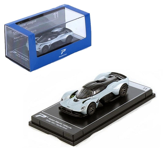 PosterCars 1:64 Aston Martin Valkyrie – Skyfall Silver 11 - Acrylic Box | Hypercar League Collection Diecast Model